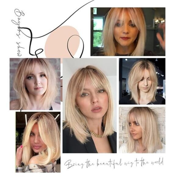 Wigs for Women Layered Synthetic Hair Wig with Highlight - Blonde with Brown Roo main image 5
